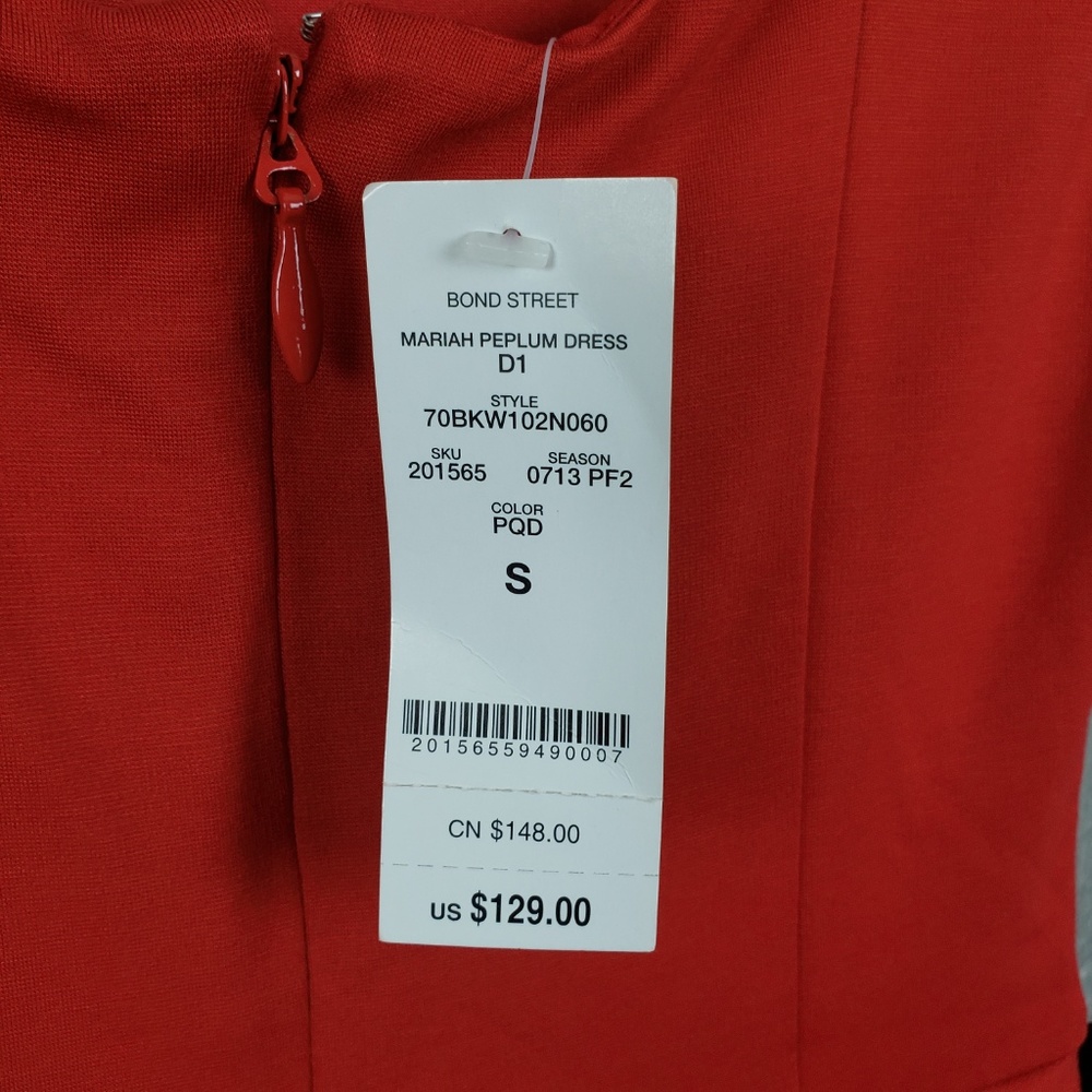 Bebe | Red Cut Mariah Pepulm Dress - Picture 6 of 8